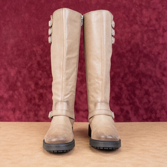 Lucky Brand Women Citere Stone Leather Zip Riding Moto Tall Boots 8US EUR 39 - Picture 4 of 10